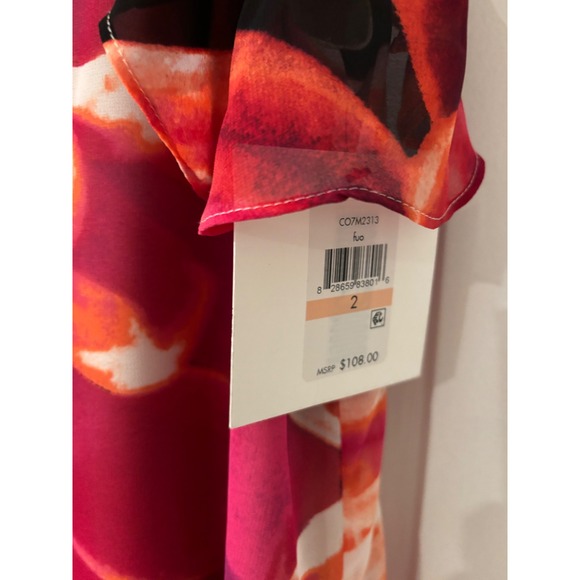 Kensie Floral Print Ruffle Sleeve‎ Dress - Sleeveless Party Cocktail - Picture 2 of 5